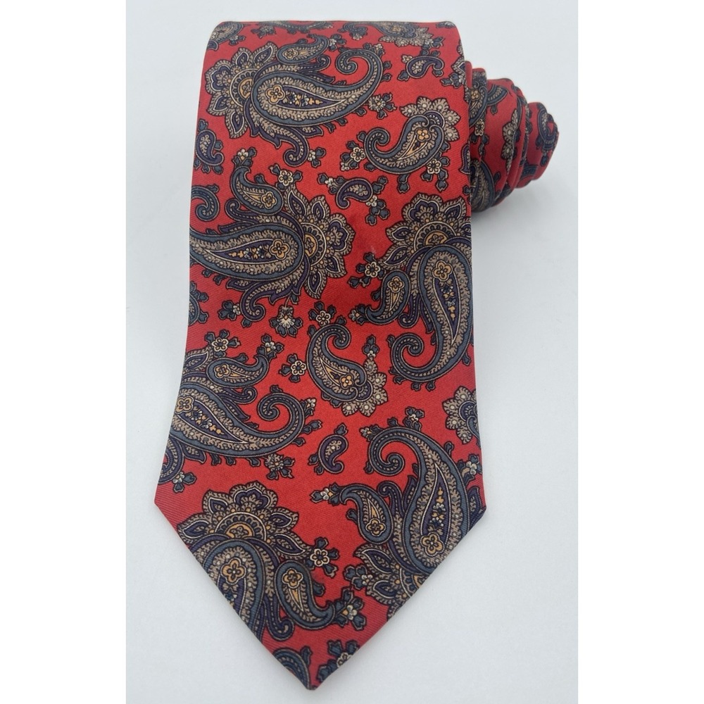 Robert Talbott Tie Silk Carmel by the Sea Pebble Beach Red Olive Blu Paisley